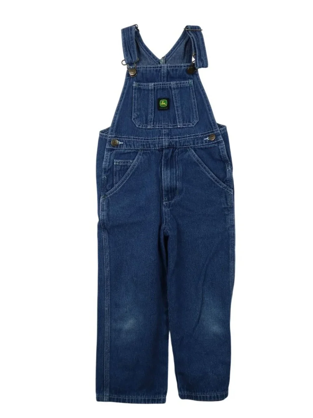 ✨3/$30 John Deere 6 Denim Overalls Kids Boys Blue Adjustable Straps Pockets